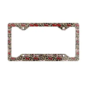 Leopard Chery Coquette Girly License Plate Frame, License Plate Frame, Vehicle Tag Frame