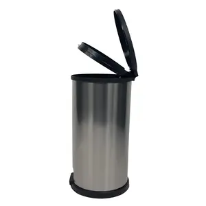 Mainstays Kitchen Trash Can, 13.2 Gallon Plastic Step Garbage Bin with Lid, Silver