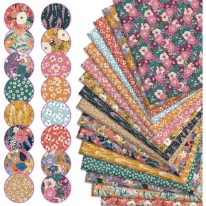 16 Pcs Floral Cotton Bundles Fat Quarters Vintage Flower Meadow Quilting Patchwork for DIY Sewing Craft, 18 x 22 Inch