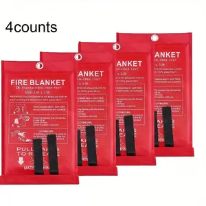 4PCS Fire Blanket, Fire Emergency Blanket, Flame Retardant Blanket, Fireproof Blanket, Emergency Survival Safety Cover, Suitable for Kitchens, Homes, Houses, Cars, Offices,home essentials