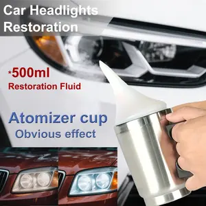 Car Headlight Restoration Coating Tool Set with 500ML Repair Liquid, Headlight Polishing Agent, Car Scratch Remover, Clean Oxidized Yellowed Headlights, Scratches and, Essential Foggy Headlight Repair Kit