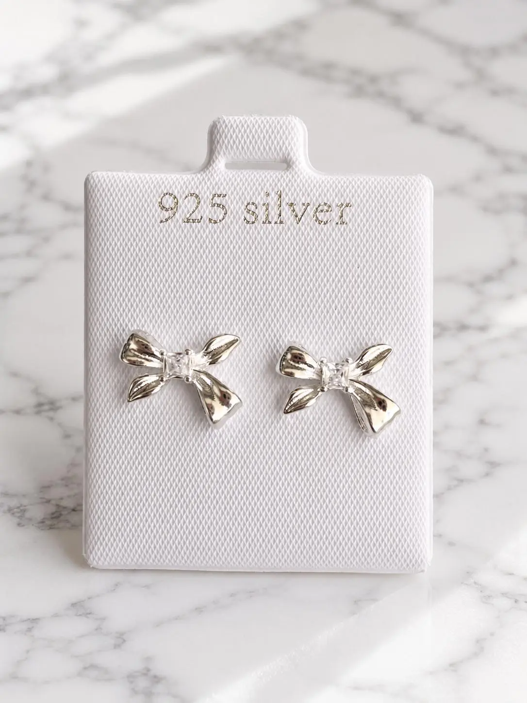 925 Sterling Silver Bow Stud Earrings - Elegant Cubic Zirconia Ribbon, Classic, Minimalist, Pure Silver Earrings