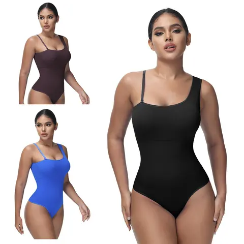 Soo Slick Women's Tummy Control Shapewear Bodysuit - Sexy Thong, Mono Strap, Removable Padding, Compression Sculpting, Stretchy Leg Opening, Stretch Fabric, Snap, Tight Waist, Seamless Edges, Shapewear Suit Underwear Top