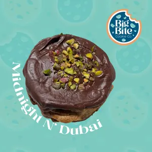 Dubai Chocolate Cookie - Big Bite Cookie Co. Sweet Dessert with Pistachio Sweet Cream & Rich Chocolate Shell -   Food Snack Chocolate