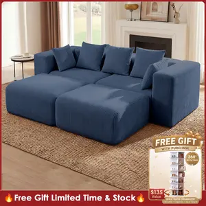【LIMITED TIME FREE GIFT】Corduroy Compression boneless Couch, Vacuum Packed Modular Couch, Tool-Free Assembly Cloud Couch for Living Room Apartment Small Space furniture sectional sofa Corduroy