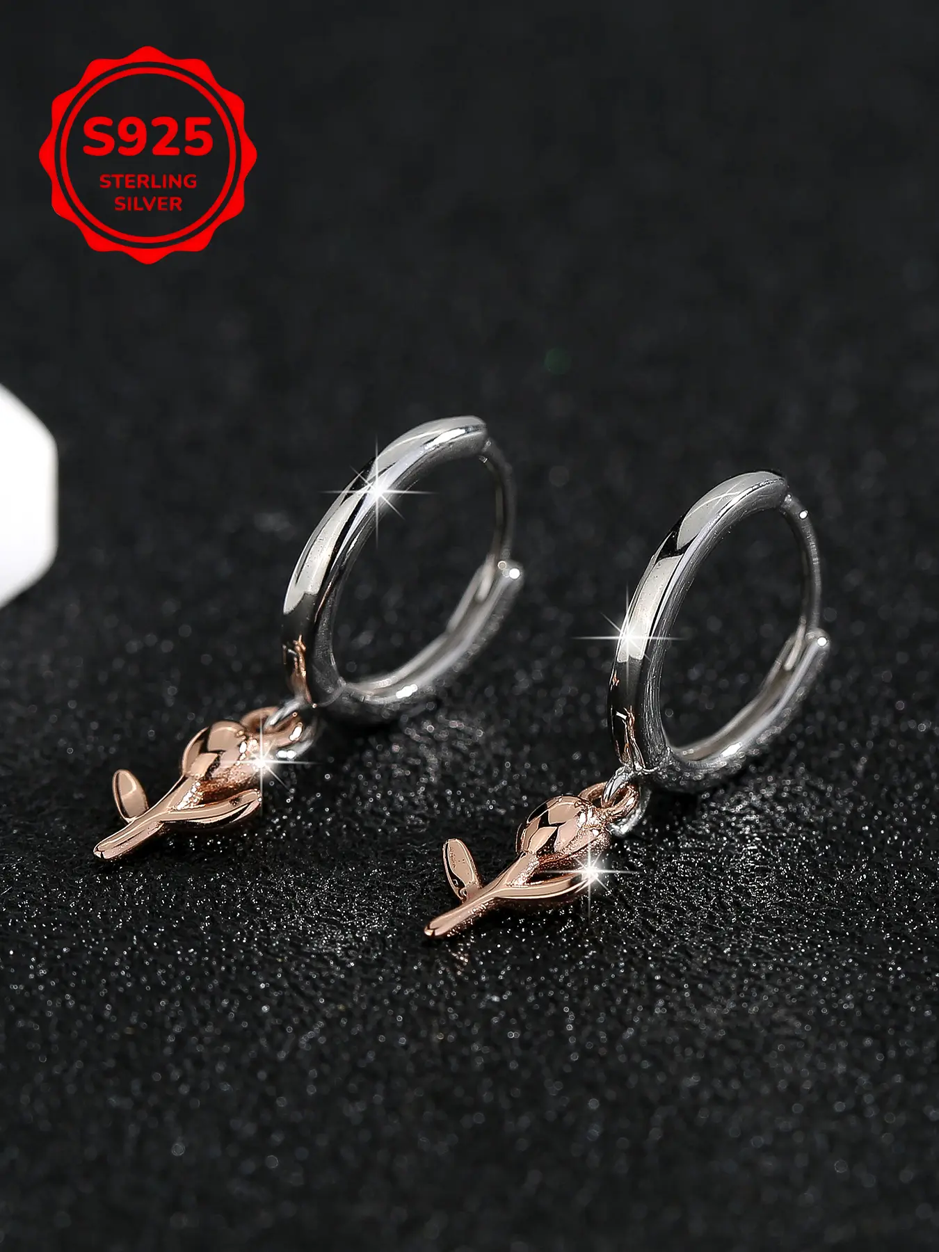 Women's S925 Silver Color Tulip Ear Cuff Earrings, Flower Earrings, Elegant Floral Design, Spring & Fall Jewelry Gift for Women