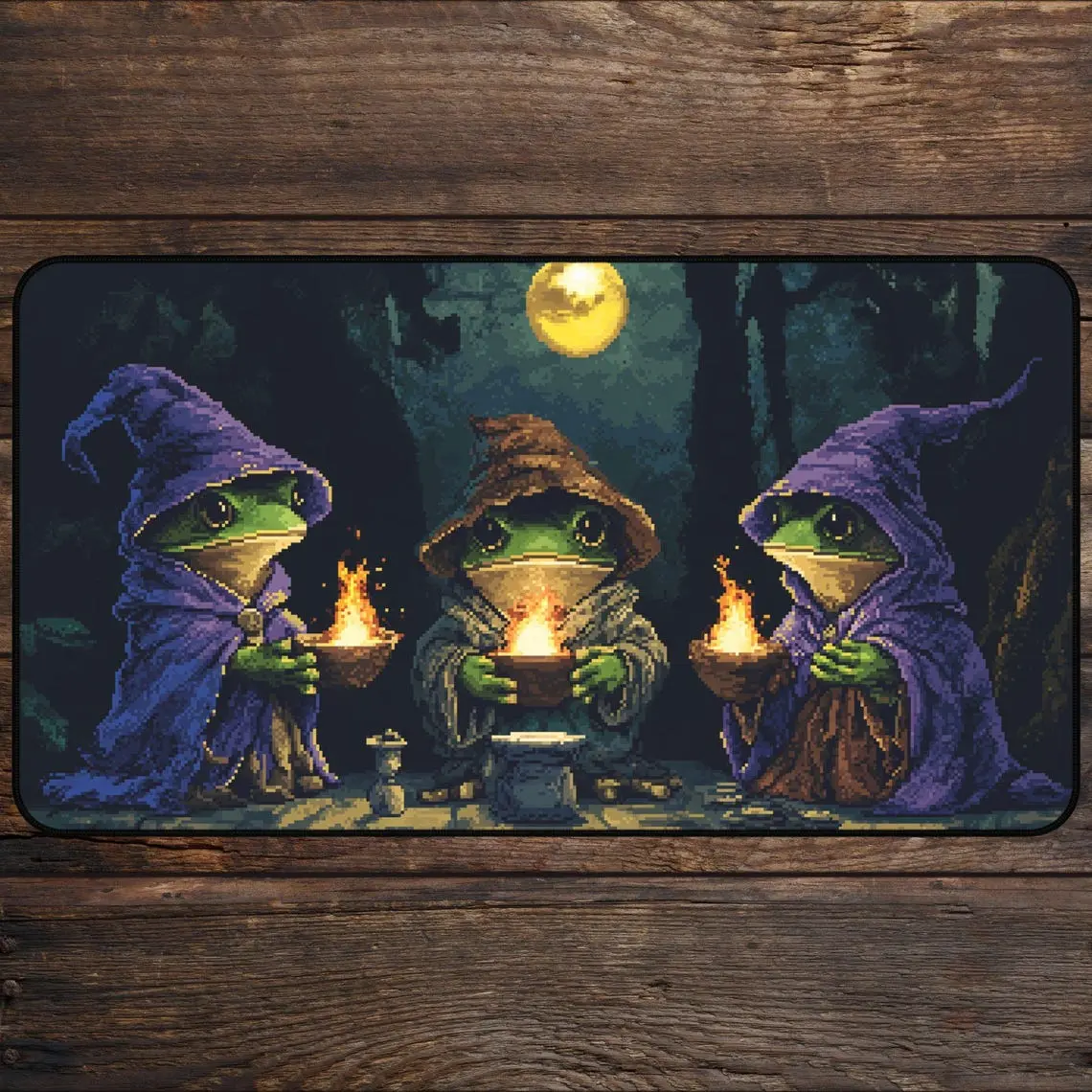 Dark Frog MTG Playmat With Zones 8Bit Pixel Art Magic The Gathering Playing Mat | Cottagecore TCG Playmat Locarna MTG Proxy Accessories