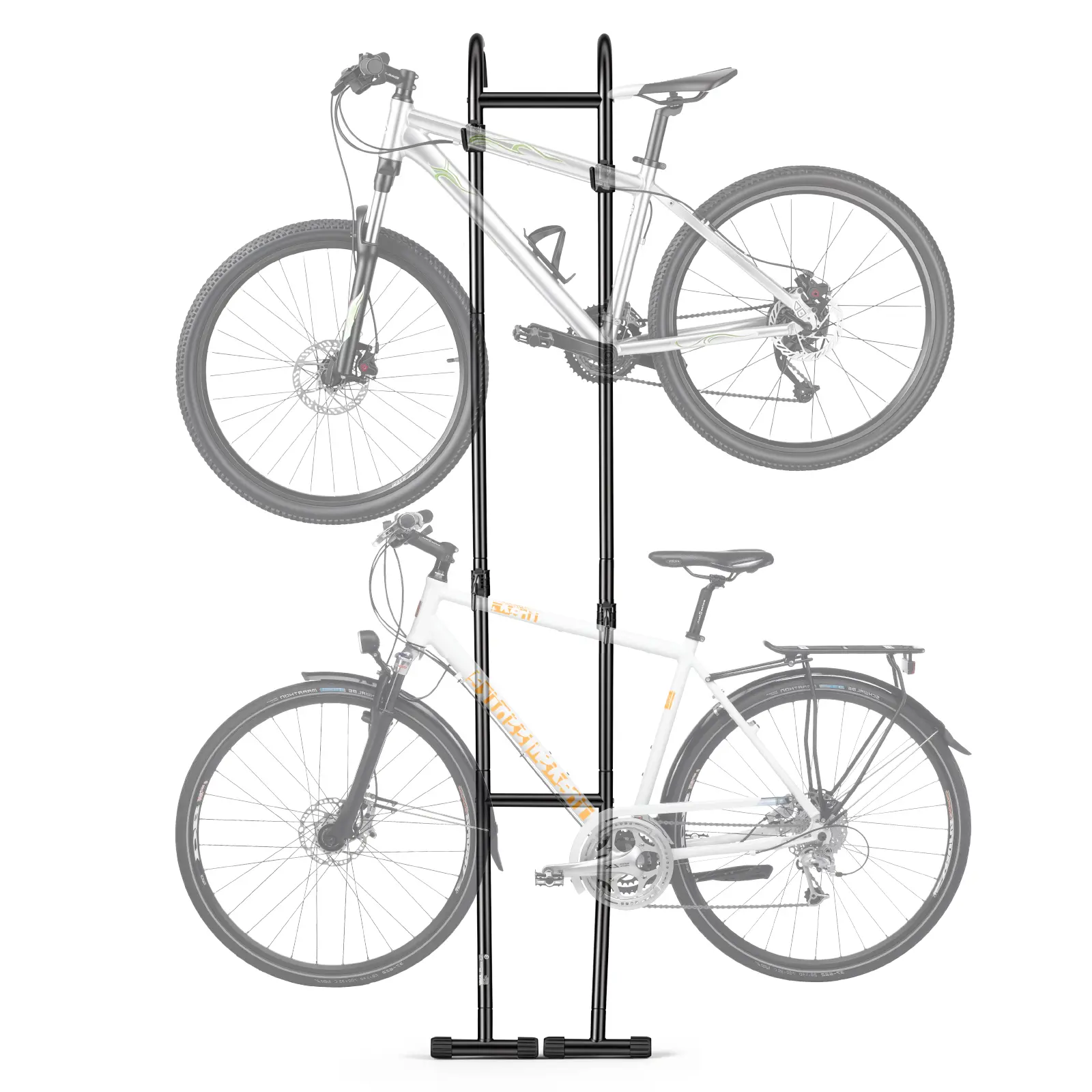 【summerfinds】VEVOR Bike Stand for 2 Bikes, Freestanding Vertical Bike Storage Rack, with Height-Adjustable Hooks, Heavy-Duty Carbon Steel Standing Bicycle Floor Stand, Ideal for Garage, Apartment, Home, Black