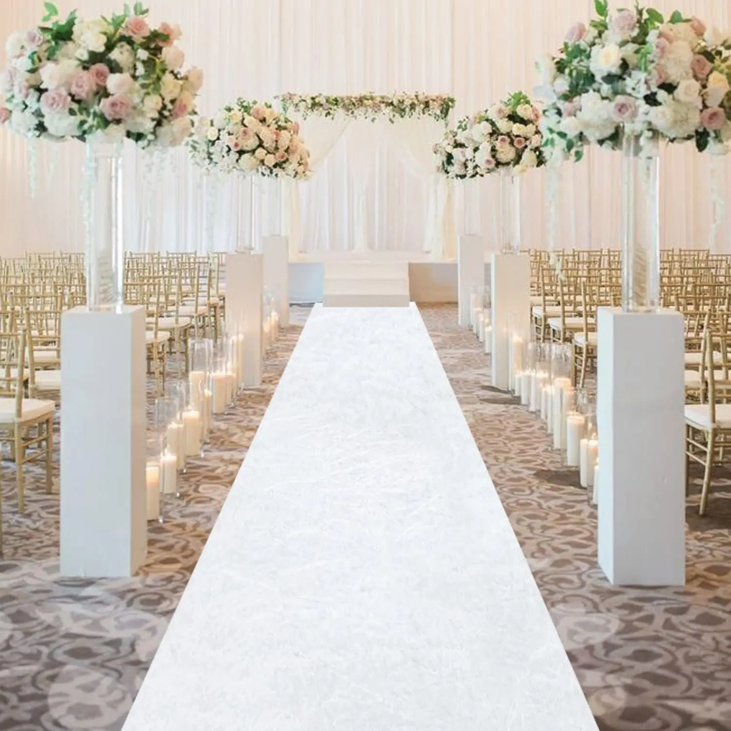 White Aisle Runners for Weddings 4FTx20FT Long Velvet Aisle Runner for Wedding Ceremony Luxury Aisle Runner Rug Wide Carpet Runner for Bridal Shower Church Wedding Reception