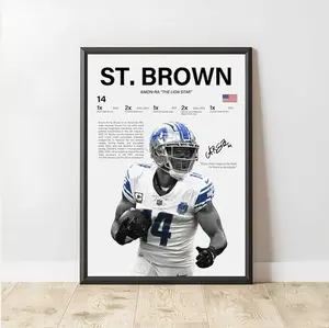[Unframed Poster] Amon-Ra St Brown Poster NFL Wall Art American Football Print Sports Room Decor Fan Gift