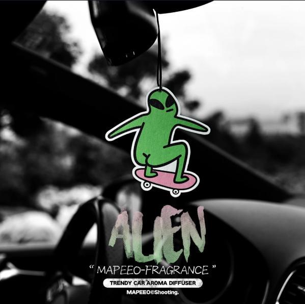 Funny "Thicc" Alien Skateboarder Car Air Freshener | Hilarious Alien Car Decor | Viral TikTok Car Gift | Long Lasting French Vanilla & Royal Eb