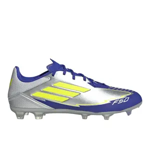 adidas Mens F50 League Messi FirmMulti-Ground Soccer Cleats  - Silver, Yellow