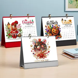 2026 Cute Holiday Pattern Diamond Painting DIY Calendar, Unique Desk Calendar with Creative Designs for Home Decor, Perfect New Year & Christmas Gift