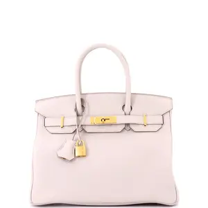 Pre-owned HERMÈS Leather Tote Bags REBAG Hermes Birkin Handbag Light Togo with Gold Hardware 30 by Rebag