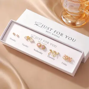18K gold Mossang diamond earrings 5 pairs gift box elegant light fashion beautiful ladies high quality sexy everyday temperament earrings gift exquisite declaration accessories jewelry