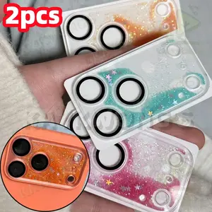 KAYKWONG'S Dual-Pack Creative Liquid Sand Lens Protector for iPhone 17 Pro/max, High-Quality Fashionable Phone Lens Film, Ideal Christmas Gift