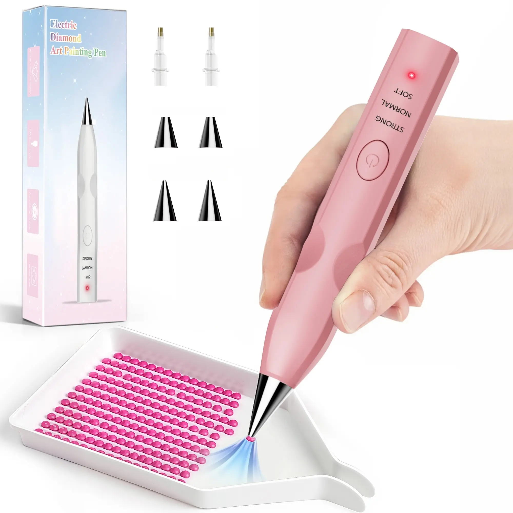 Electric Diamond Painting Brush Set, Wireless Vacuum Rhinestone Picker, Rechargeable, 3 Suction Levels, Low Noise, Professional Grade