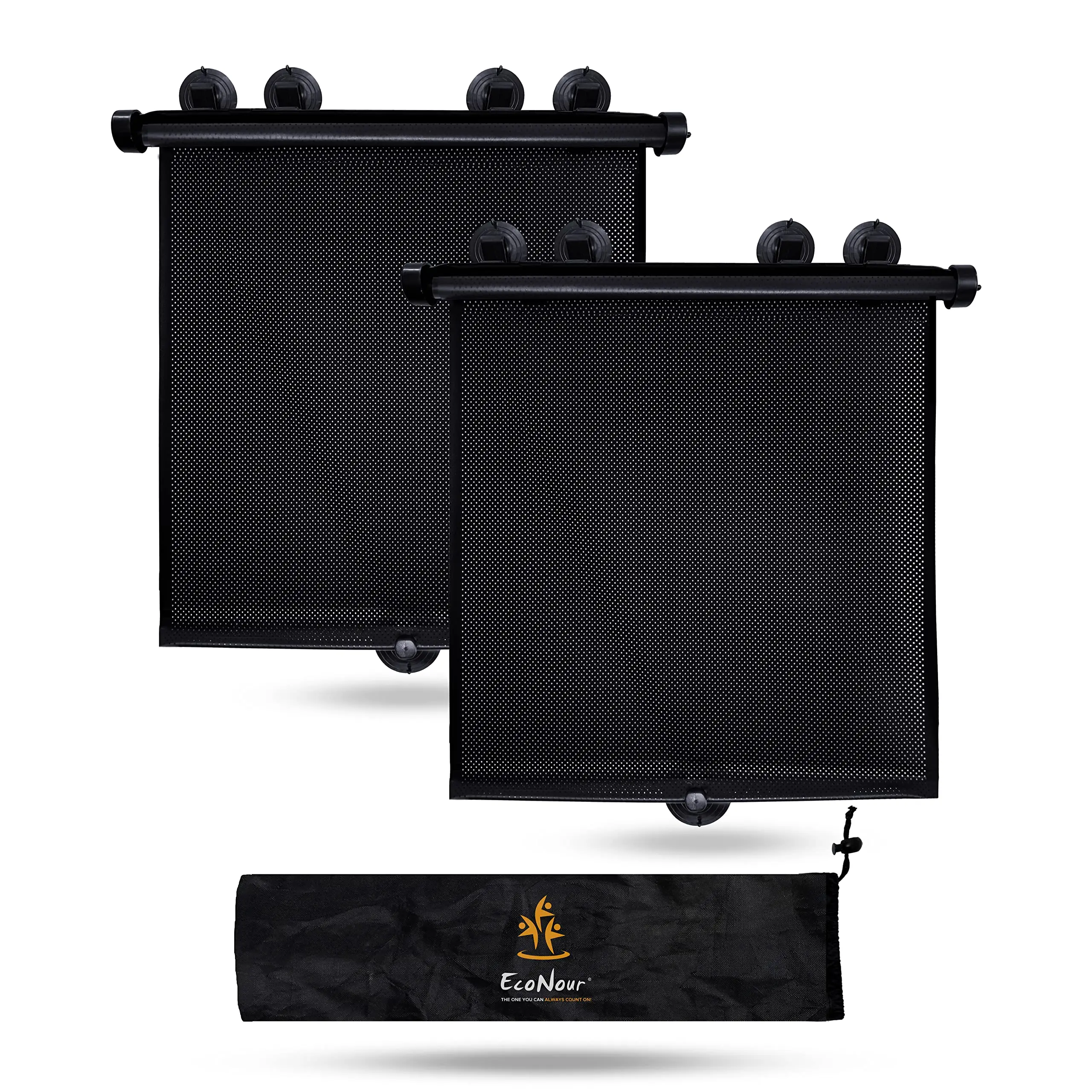 EcoNour 2-Pack Retractable Anti-UV UV-Shielding Car Side Window Sunshades, 22"x24" Durable Exterior Shades for Baby SUVs, Automotive Exterior Accessory (Shade for Car Window), Retractable Sunshade Car