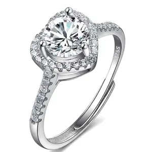 S925 Sterling Silver Moissanite Heart-shaped Ring Female 50 Points 1 Carat Romantic Proposal Ring