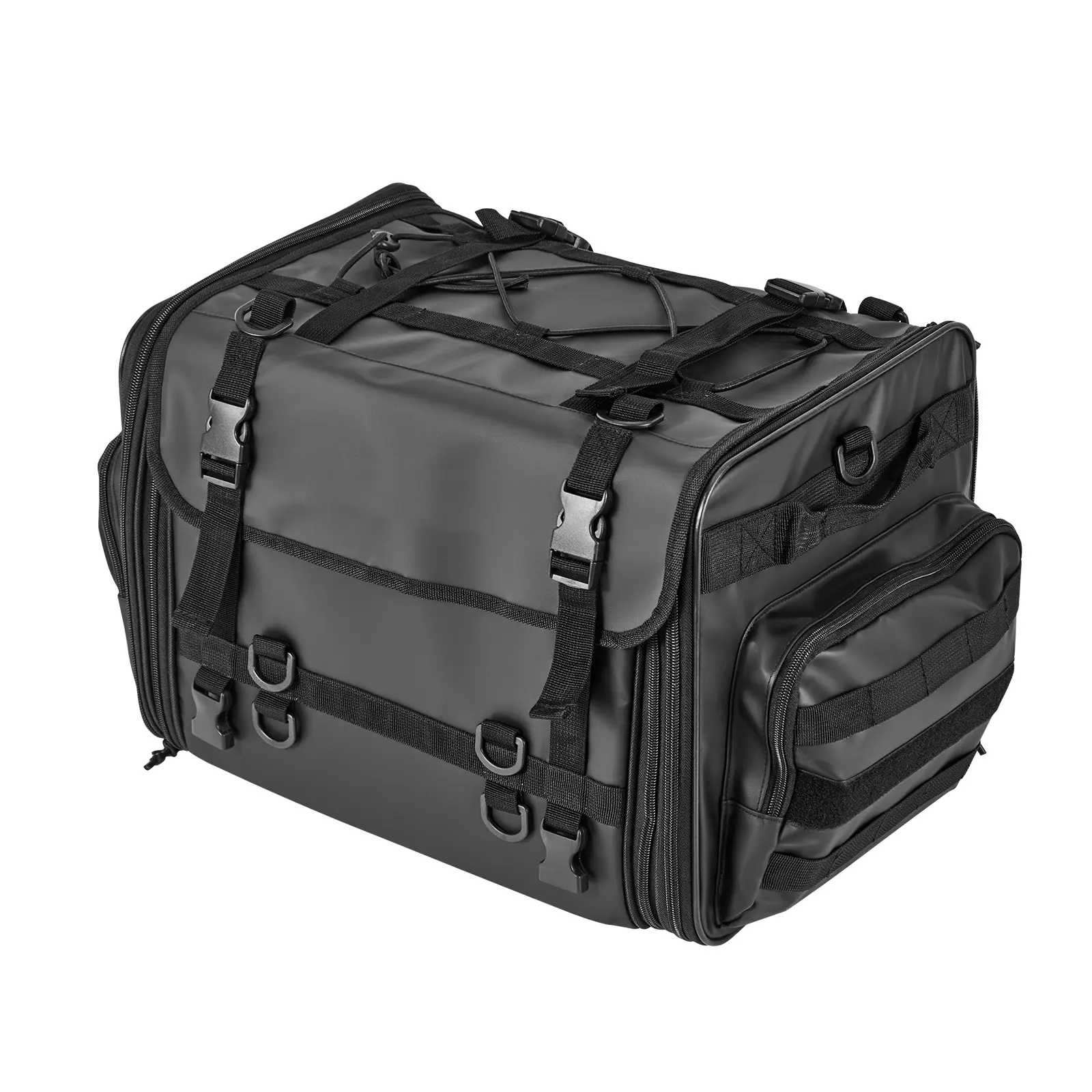 40-60L Expandable Motorcycle Tail Bag Waterproof Rain Cover Backpack Shoulder Strap Black