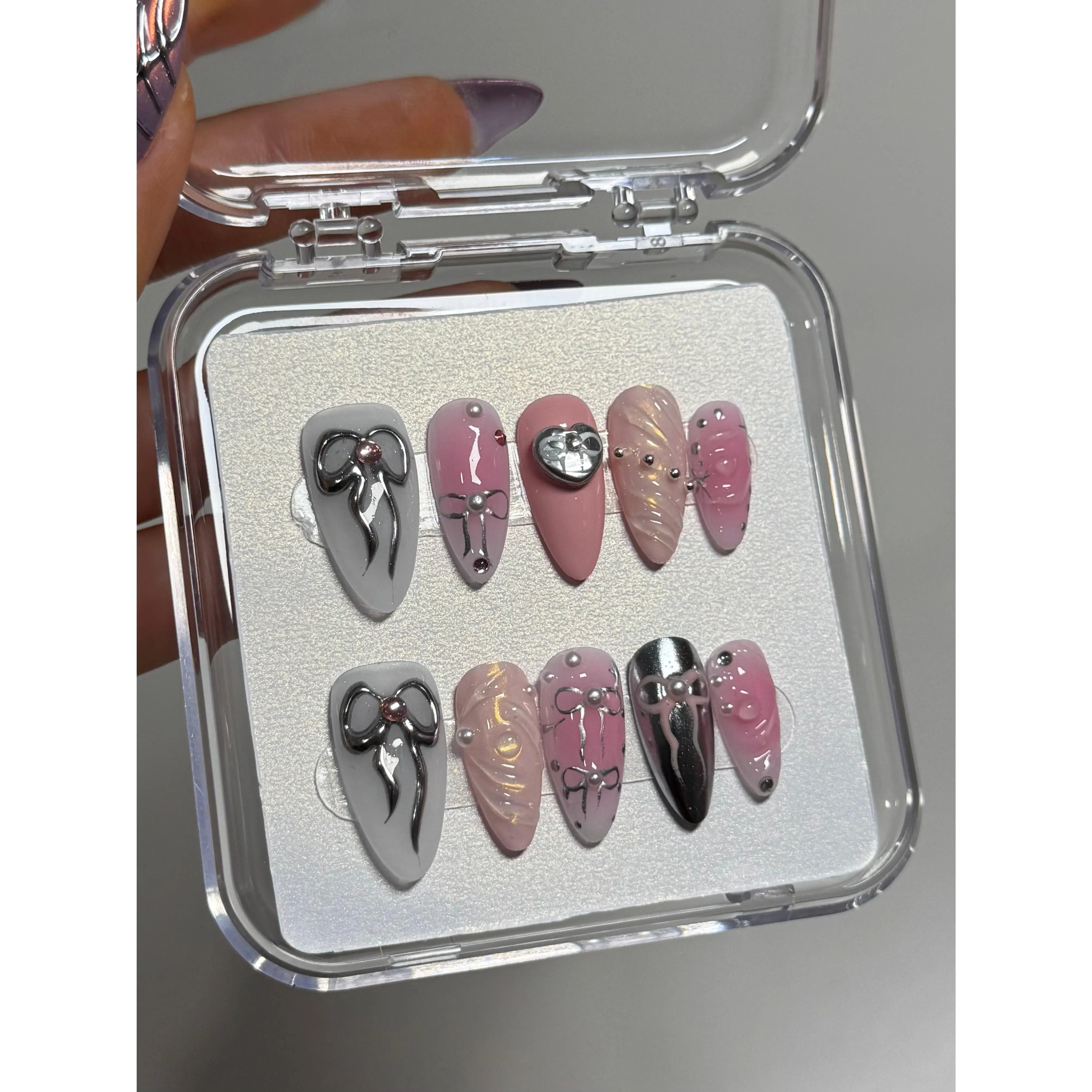 Multi-Size Nail Art Rhinestones and Pearls Kit - Easy-to-Apply Accessories for Modern Women's Acrylic Nails Extension