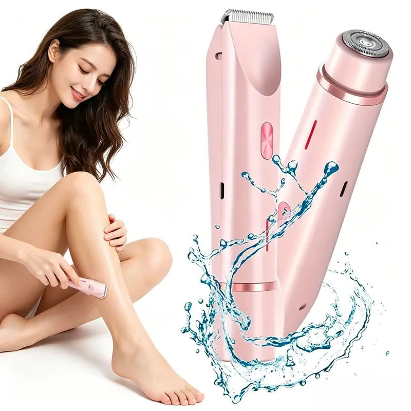 KOYYTO Women's Cordless Multifunctional Hair Trimmer - Waterproof Rechargeable 2-in-1 Electric Shaver, Dual Heads for Painless Wet Dry Trimming of Body, Bikini Pubic Areas & Facial Areas, Travel-Friendly Intimate Pubic Trimmer