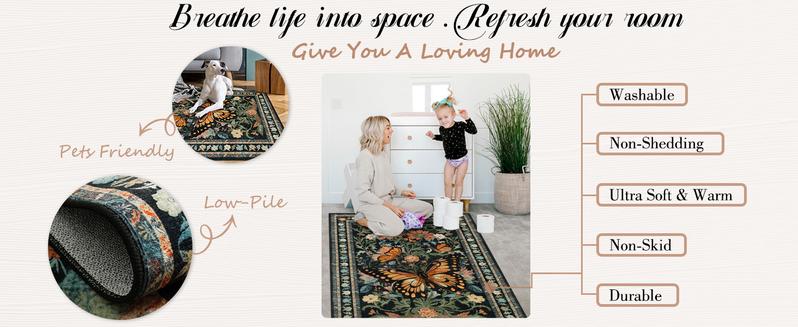 Lahome Washable Area Rugs for Living Room Bedroom, Ultra-Thin Oriental Non-Slip Foldable Non Shedding Accent Large Carpet for Office Dining Room Lahome Washable Area Rugs for Living Room Bedroom, Ultra-Thin Oriental Non-Slip Foldable Non Shedding Accent Large Carpet for Office Dining Room