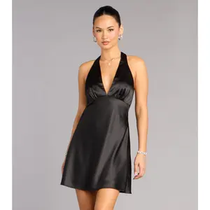 Soft Shine Satin A-Line Mini Dress