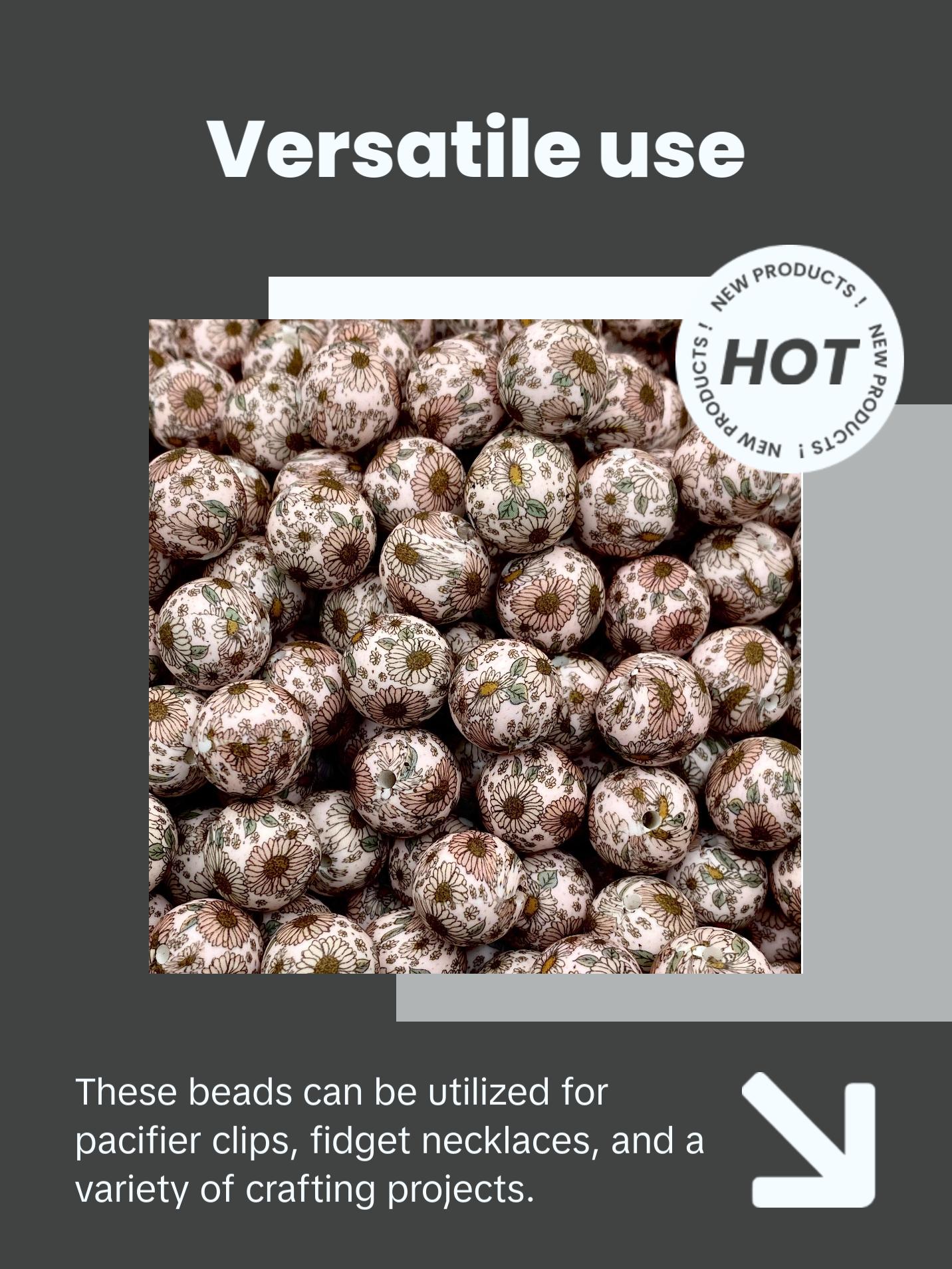 Shine Bright Like A Sunflower Printed Silicone Beads | Sunflower Beads | Flower Beads