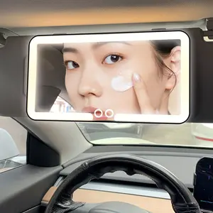 Car Sun Visor Makeup Mirror - LED Touch-Screen with Adjustable Brightness - Rechargeable HD Clarity Vanity Mirror for Car Interior