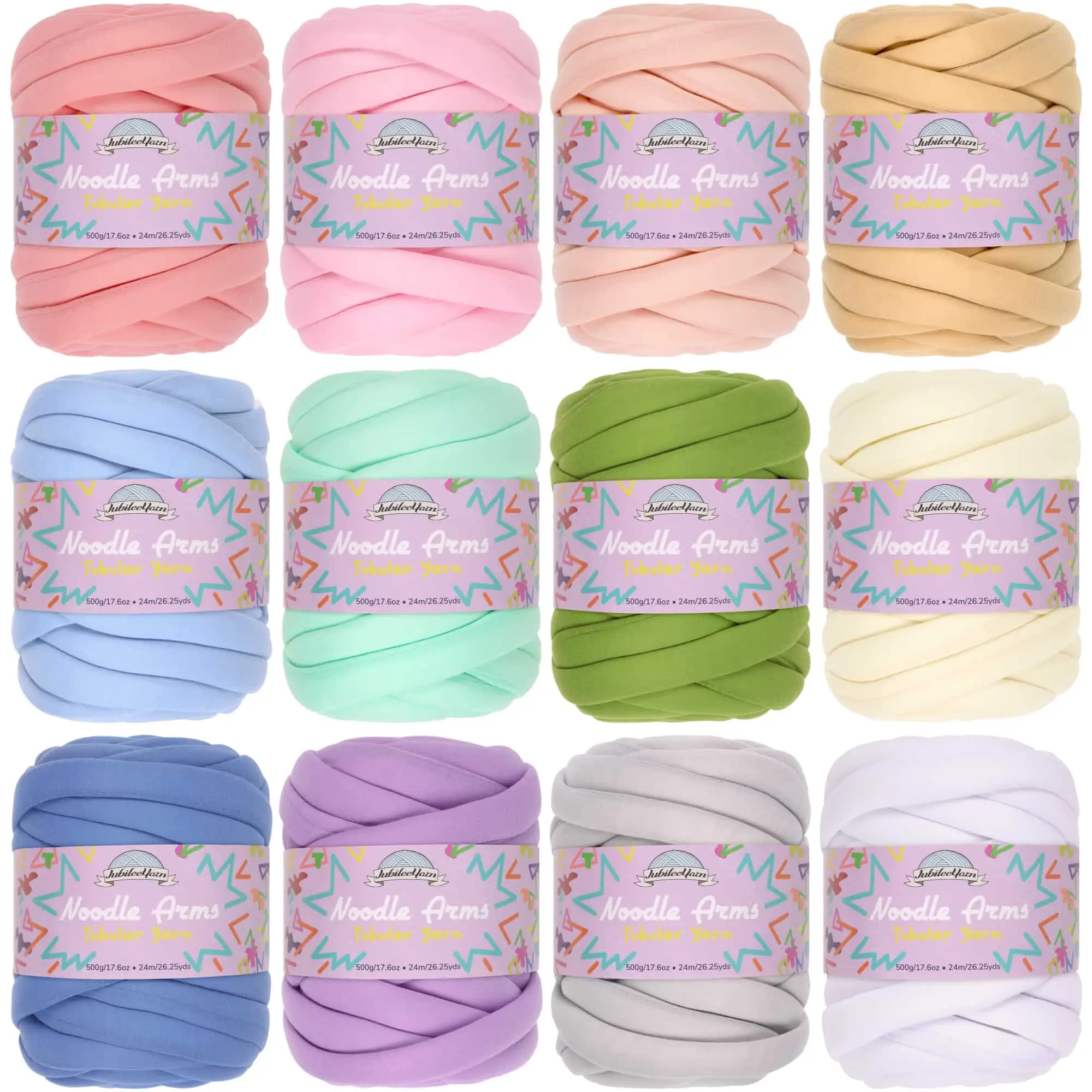 Noodle Arms Yarn - Polyester Tube Yarn - Jumbo Weight Roving Weight Yarn for Hand and Arm Knitting