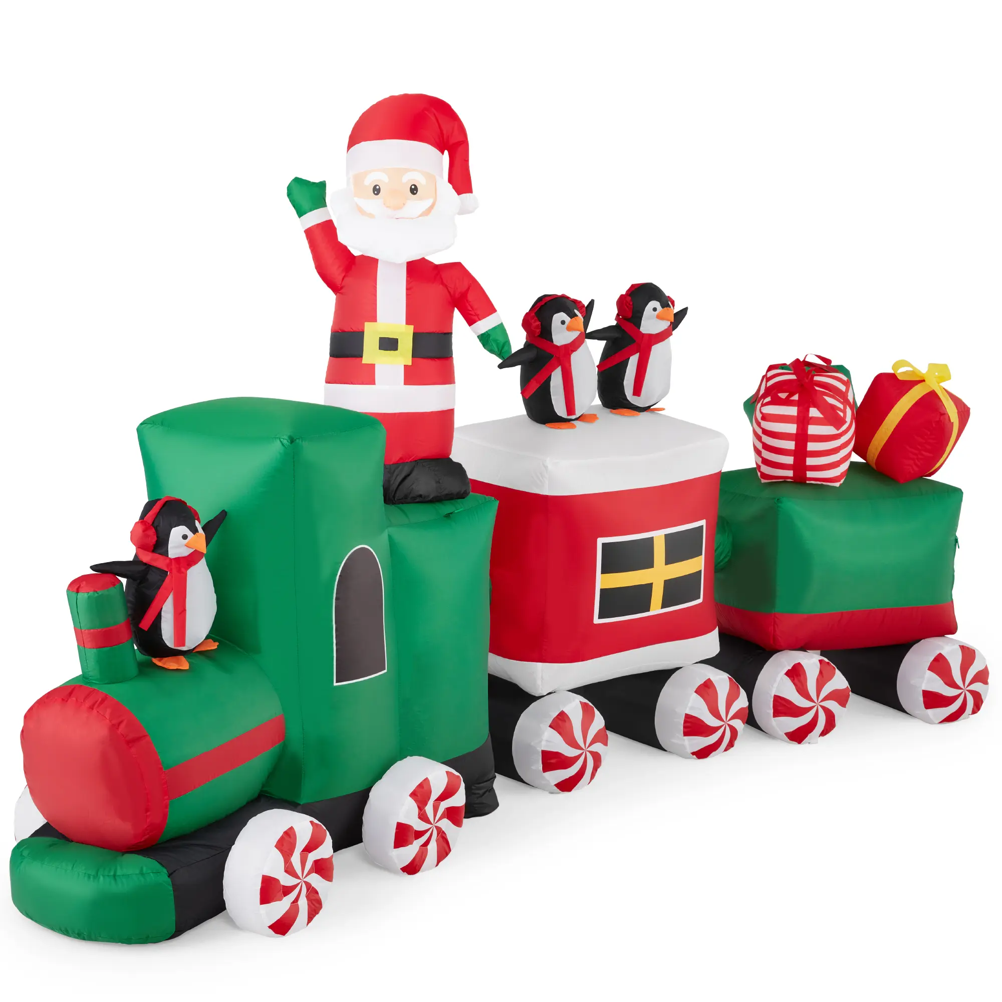 Best Choice Products 8.5 x 5ft Pre-Lit Inflatable Christmas Train & Animated Santa Claus w/ 10 LED Lights, Ground Stakes Best Choice Products 8.5 x 5ft Pre-Lit Inflatable Christmas Train & Animated Santa Claus w/ 10 LED Lights, Ground Stakes