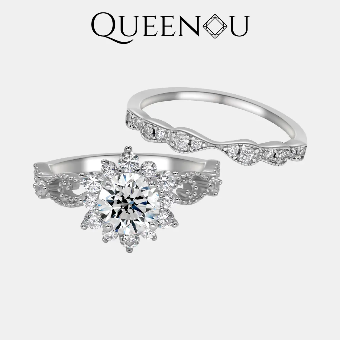 【866】Snow Fairy Snowflake synthetic moissanite ring + Luxurious Versatile Band - Elegant Winter Jewelry, Fashionable Gift for Women, Chic Accessory for Any Occasion  synthetic moissanite