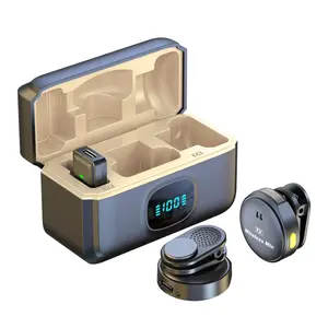 Lavalier Microphone 2.4GHz Wireless Microphone Magnetic Suction Microphone with Charging Case for Video Recording Plug and Play