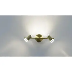 Aurum Beam Vanity Light–Brushed Brass & Crystal Cylinder Series