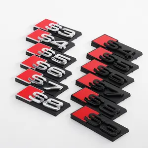 3D ABS Chrome Black Logo S3-S8 Emblem Honeycomb Car Front Grille Badge Accessories, Vehicle Exterior Decoration For AUDI Quattro RS Sline A1-A8 Q1-Q8 RS3-RS8 SQ3-SQ8 RSQ3 RSQ5 RSQ7 RSQ8