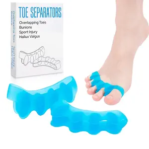 Silicone Toe Separators for Women & Men - Toe Spacers for Bunion Relief, Hammer Toe, Plantar Fasciitis & Pedicures |       Includes Metatarsal Pad & Therapeutic Yoga Cushion for Foot Pain(2pcs,blue)