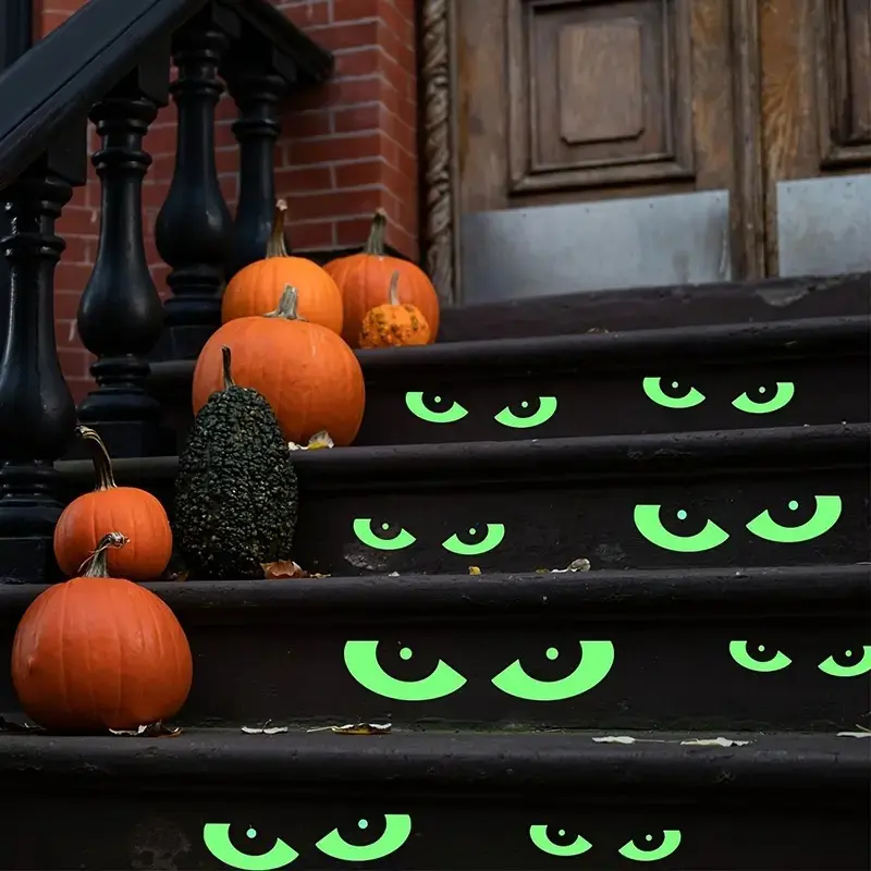 8 Pairs of Glowing Halloween Eyes, Removable Fluorescent Stickers, Glow-In-The-Dark Self-Adhesive, Home Decor, Party Supplies