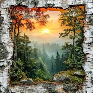Diamond Painting Kit Round Square Full Drill, Sunset Mountain Landscape Mosaic Diamond Art, DIY 5D Craft Home Wall Decor, Beginner Friendly, All Necessary Materials