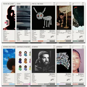 Drake Poster Set 10pcs Unframed 8x12inch 20x30cm High-Performance Paper High-Definition Printing Music Album Covers with Poster Putty