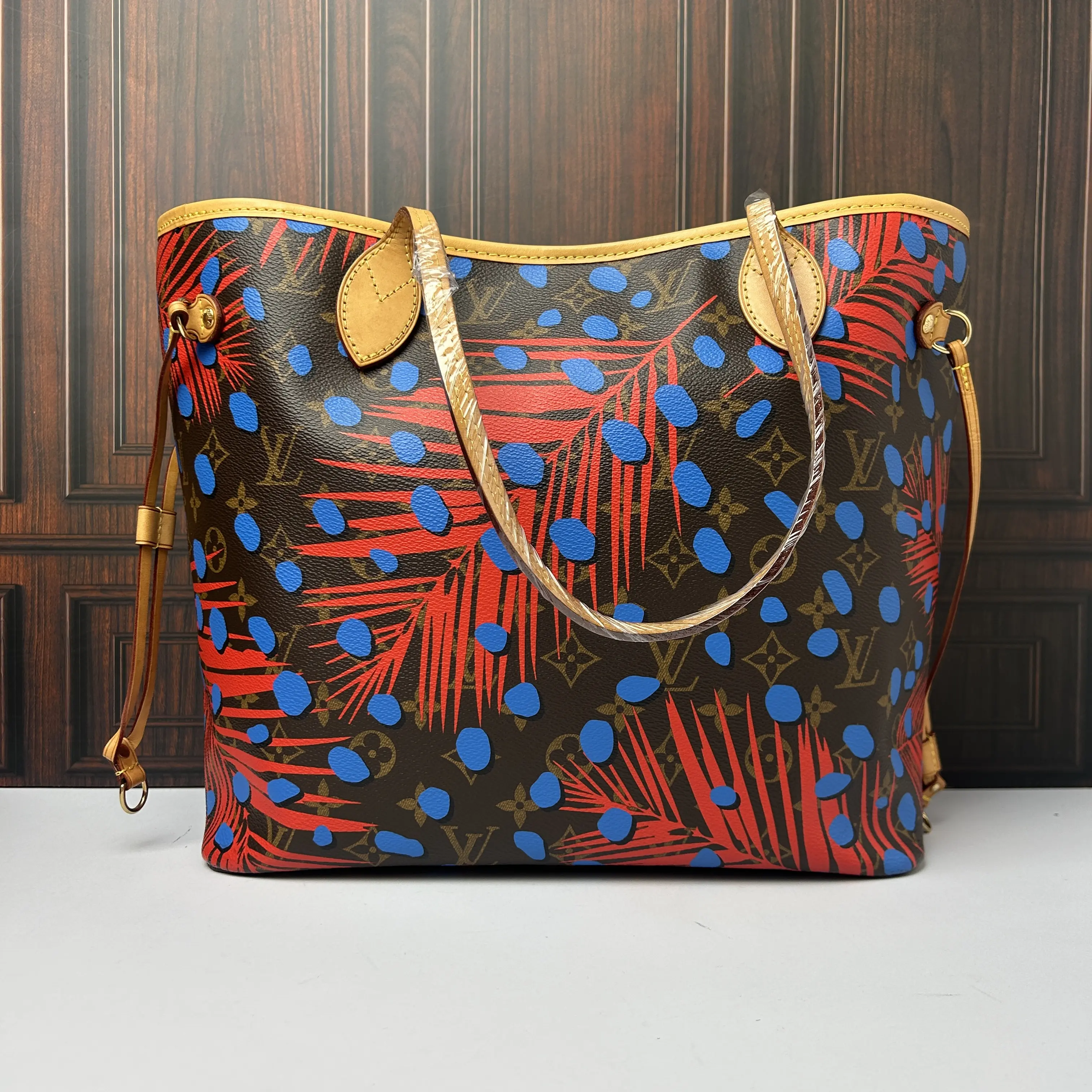 Pre-owned Louis Vuitton LV Neverfull MM Limited Jungle Palm Dot Tote Bag 888
