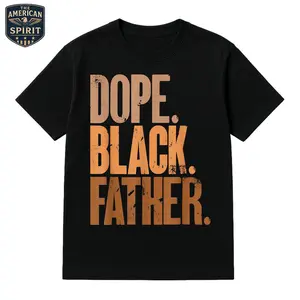 Men Gifts Black Dad Dope Black Father Fathers Day T-Shirt Cotton Crew Neck Short Sleeve Graphic Design for Casual Wear