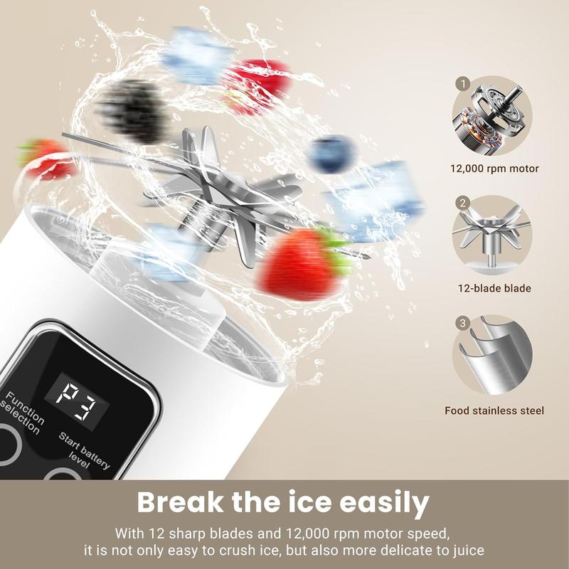 Ultimate Portable Blender Cup – Blend Smoothies, Shakes & Fresh Juice Anywhere! 2-in-1 Juicer & Ice Crusher, USB Rechargeable, Leak-Proof & Easy to Clean – Perfect for Gym, Travel & Dorm Life!