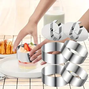 6Pcs Stainless Steel Cake Ring Mold Set,Including 4 Rings and 2 Pusher,Versatile,Durable,Easy-to-Use for Baking,Fondant & Cheesecakes,Round Shapes,Perfect for Home Kitchen Baking,DIY Hand Tools Kits,Springtok