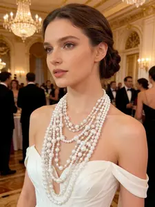 Elegant Pearl Necklace & Earrings Set, Matching Jewelry Set, Boho Style Jewelry for All Seasons, Perfect Gift for Parties, Valentine's Day, Friends