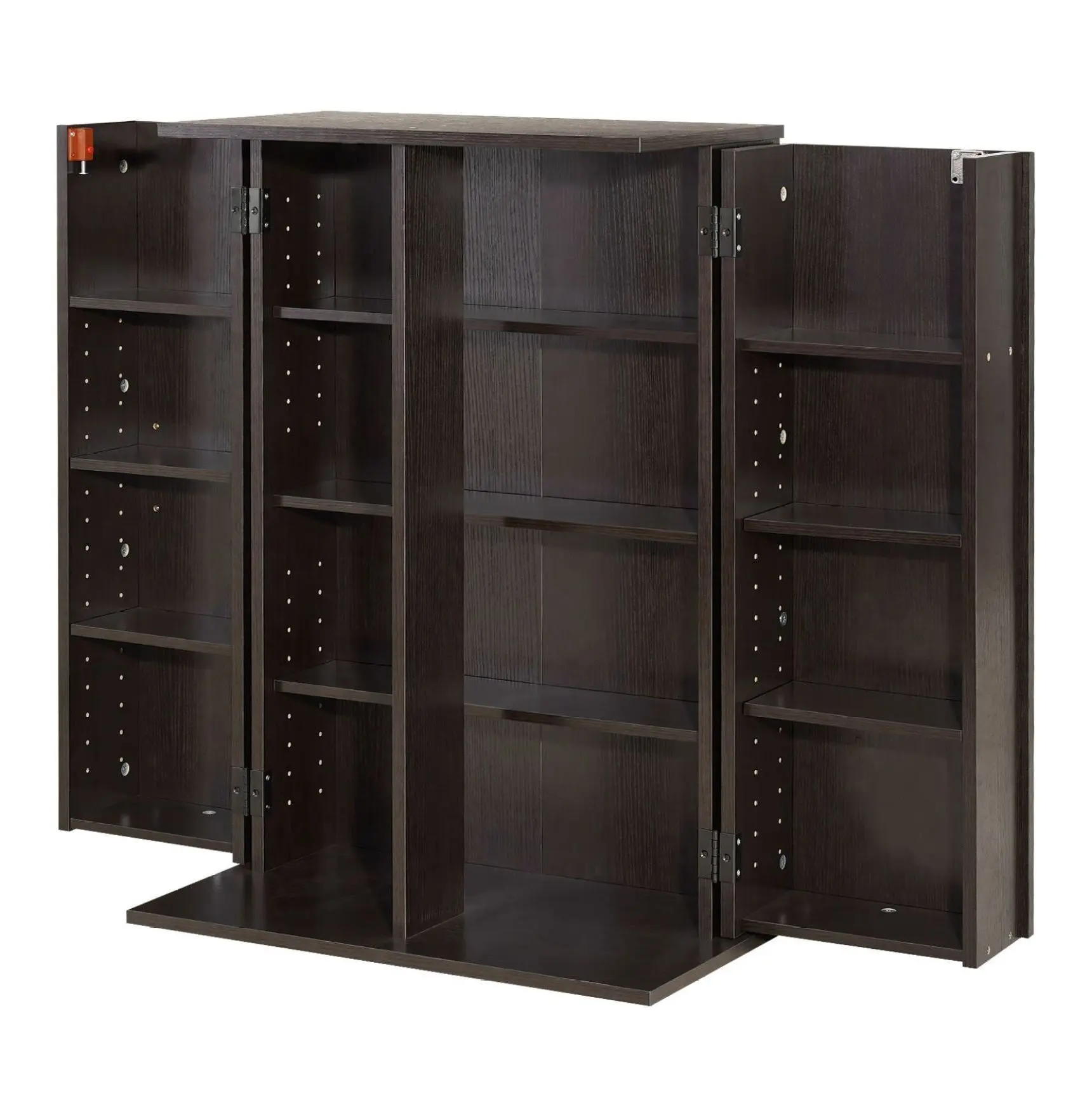 Media Storage Cabinet, 4-Tier DVD Shelf, CD Organizer for Living Room Closed Type Dark Brown Replacement