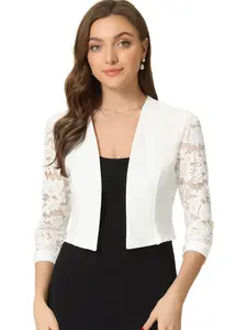 INSPIRE CHIC Lace Bolero Shrug Dress Wedding Open Front Panel Cardigan