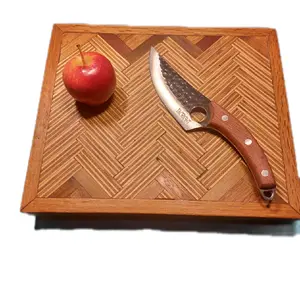 Medium Size Cutting Board with Herringbone Pattern for Kitchen Use