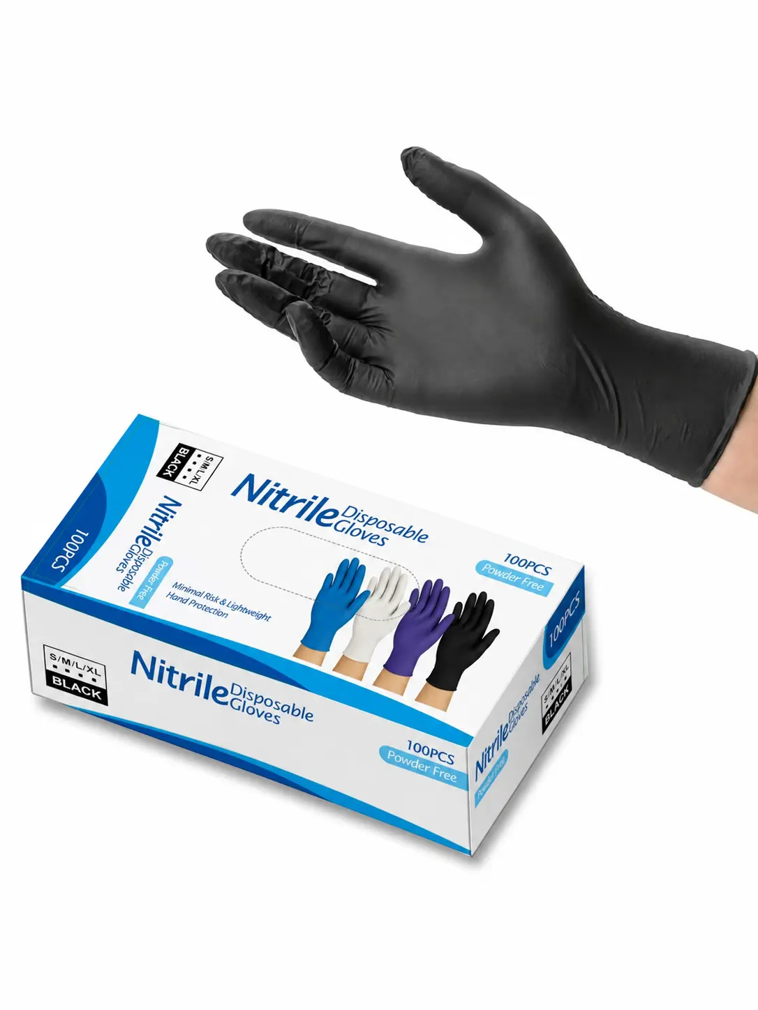 100PCS Heavy Duty Nitrile Gloves - Black, Latex-Free, Powder-Free, Sleek Design, All-Disposable Cleaning Gloves for Home Cleaning Easier, Spray-Sponge Ready, Pet Hair Removal, Auto Repair & Tools