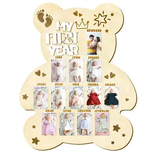 Cross-border Newborn First Year Milestone Photo Frame Wooden Baby Photo Display Newborn Growth Commemorative Month Board